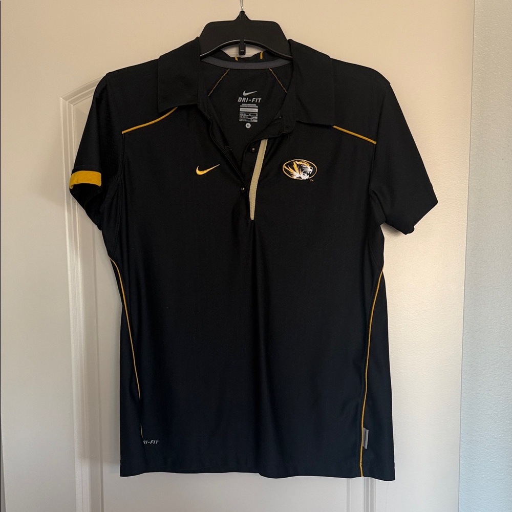 Nike Women’s Polo Shirt in Black with Gold Accents